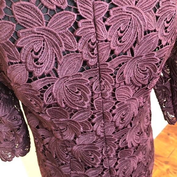 Ann Taylor LOFT Purple Floral Lace Shift Dress - Picture 8 of 9